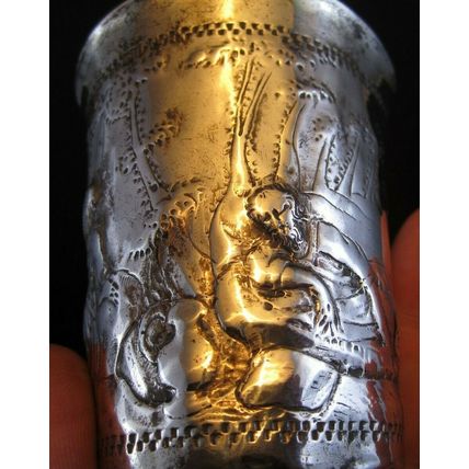 Early 1700's RUSSIAN SOLID SILVER CUP Arnholt Lange Danzig ANGELS-MEN-DOVES