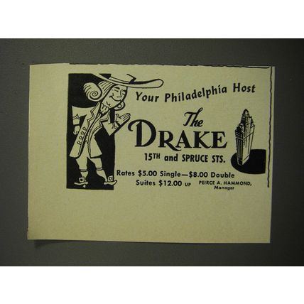 1952 The Drake Hotel Ad - Your Philadelphia Host