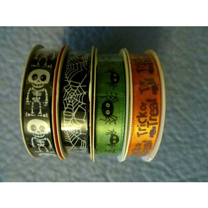 19 ROLLS HALLOWEEN RIBBON each 3/8 9 YARDS GHOST OWL SKELETON SPIDER WITCH HAT +