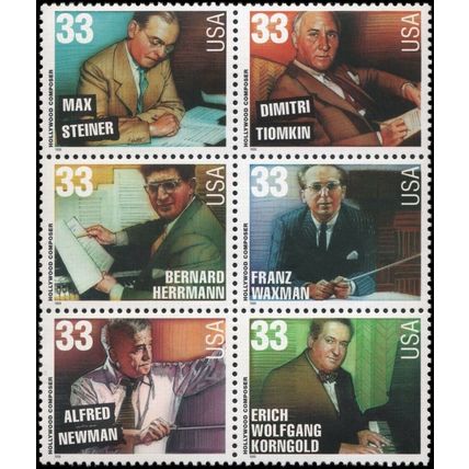 Hollywood Composers Full Sheet of Twenty 33 Cent Postage Stamps Scott 3344a