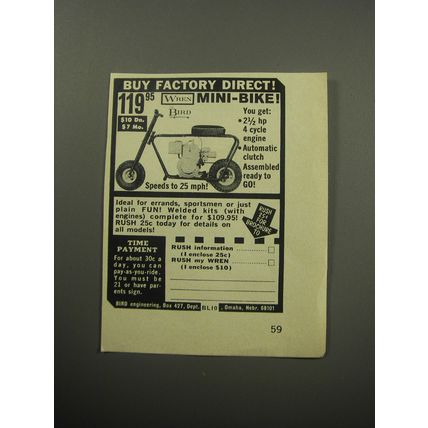 1967 Bird Wren Mini-Bike Kit Advertisement - Buy factory direct!