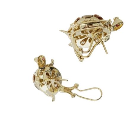 New Multi Tone 3D Lucky 1 inch Large Turtle Earrings Real 14K Gold 13.8 Grams