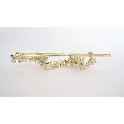 Small gold and crystal zigzag hair pin barrette bridal clip