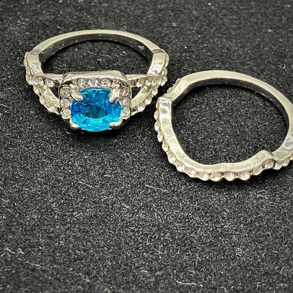 Rings Synthetic Gems 2 Ring Set Blue #519