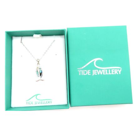 Ichthys Paua Shell Pendant with Cross Detail on a Necklace Gift Christian Jesus