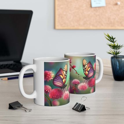 July Ruby Birth Month Colors Fairies & Butterflies #2 Mug Ceramic Coffee Mug 11o