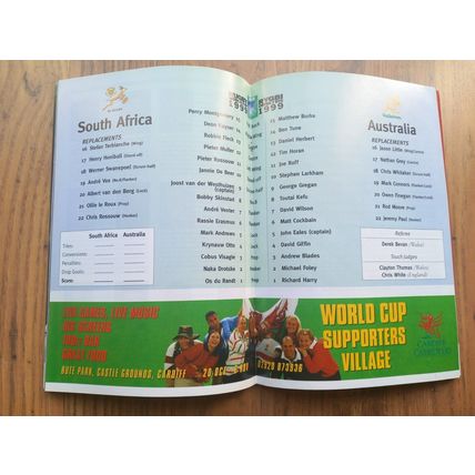 1999 Rugby Union World Cup Semi Final Programme, South Africa vs Australia