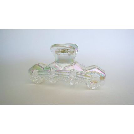 Clear transparent iridescent design hair claw clip for long fine hair