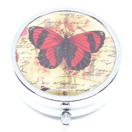 Butterfly & Flowers 1.5 CM Pill Box Carte Postal Storage Gift