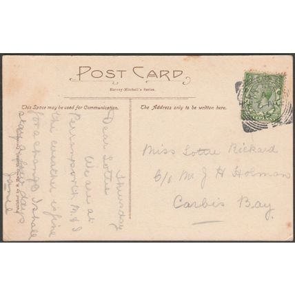 Cliff Steps, Perranporth, Cornwall, 1915 - Harvey-Mitchell Postcard