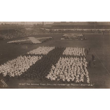 Sheffield Coronation Pageant Military Drilling National Flag RPC Old Postcard