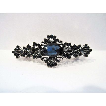 Small blue crystal hair barrette clip bridal clip bridal barrette gothic hair