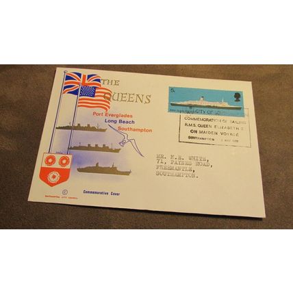 1969 City Council Cover - RMS Queen Elizabeth Maiden Voyage from Southampton