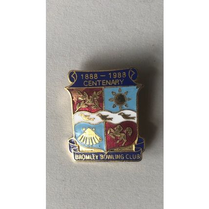 Bromley bowling club centenary 1888-1988 bowling bowls badge
