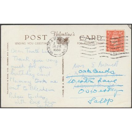North Front, Blenheim Palace, Oxfordshire, 1950 - Valentine's RP Postcard