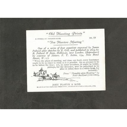Players Old Hunting Prints 1938 #19 Fox Hunters Meeting