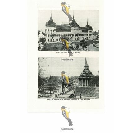 Siam (Thailand), Royal Palace & Temple, Book Illustration (Print), 1935