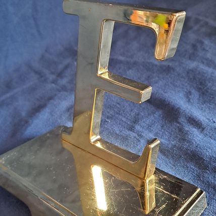 Gold Colored Metal LETTER E Christmas STOCKING HANGER Holder Mantel Hook Holiday