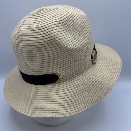Bebe Straw Hat New w/Tags Beige Black Band Fedora Style Chic