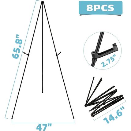 8 Pcs Easel Stand for Sign 65 Inches, Portable Picture Stands for Display, Tripo