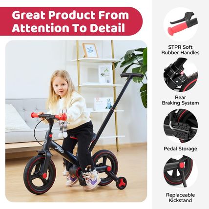 JMMD Toddler Bike with Push Handle for Kids 18-60 Months, 6 in 1 Foldable Push B