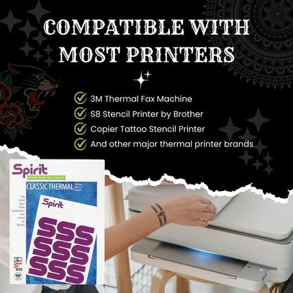 Spirit® Classic Thermal Tattoo Stencil Transfer Paper, 8.5" X 14" - 100 Sheets
