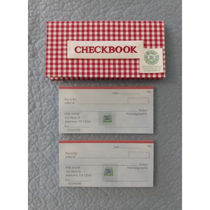 NIB NOS POTTERY BARN KIDS PLAY CHECK BOOK x 3 & RED CHECK COVER