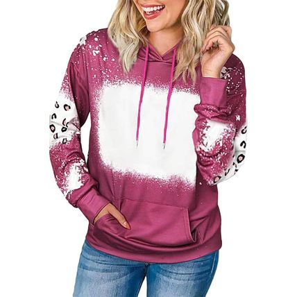 Rose Leopard Bleached Hoodie with Pocket