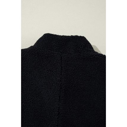 Black Sherpa Stand Collar Jacket Vest