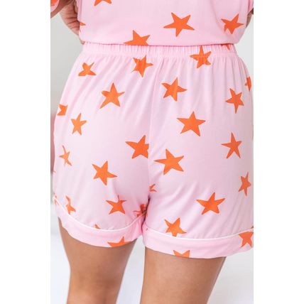 Pink Stars Short Sleeve Shirt and Shorts Bamboo Pajama Set