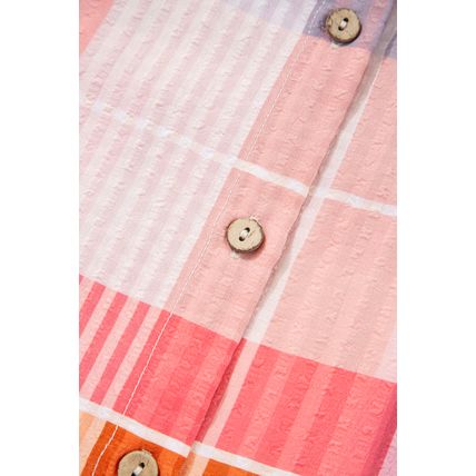 Pink Oversized Check Tunic Shirt