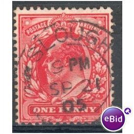 GB stamps 1902-10 KEV11 - 1d SG219 Slough 7