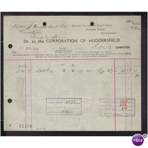CORPORATION OF HUDDERSFIELD,TREASUR ES OFFICE,19NOV1942