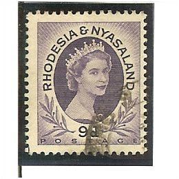 Rhodesia & Nyasaland QEII 1954 9d Violet Used SG 8 Sc 148