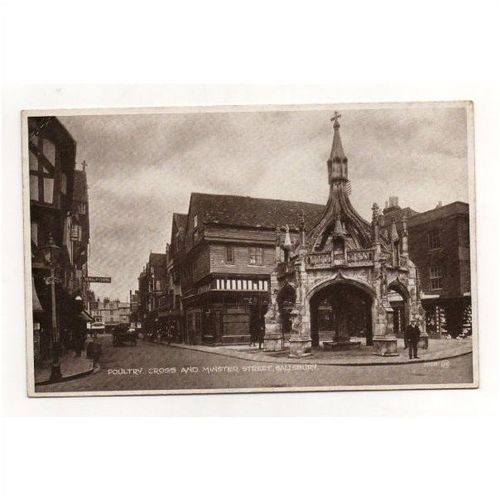 Poultry Cross and Minster Street Salisbury Wiltshire Valentines postcard