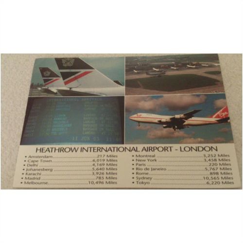 London HEATHROW Airport 1990s postcard aerial photo Terminal 4 aircraft British