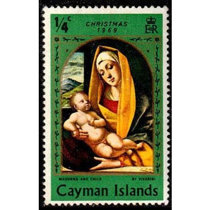 Cayman Islands 1969 Christmas 1/4d MH Stamp. Green.