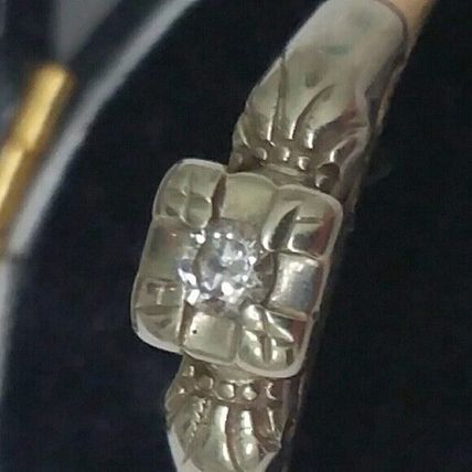 Vintage 14K Yellow and White Gold Genuine Diamond Ring, early 1900s