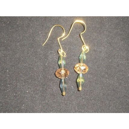 Fabulous ep double cone over light amber short drop glass earrings