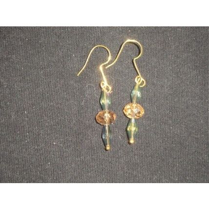 Fabulous ep double cone over light amber short drop glass earrings