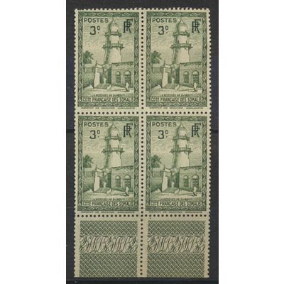 Somali Coast Stamp Scott #147, Mint Never Hinged, Block of 4 With Labels