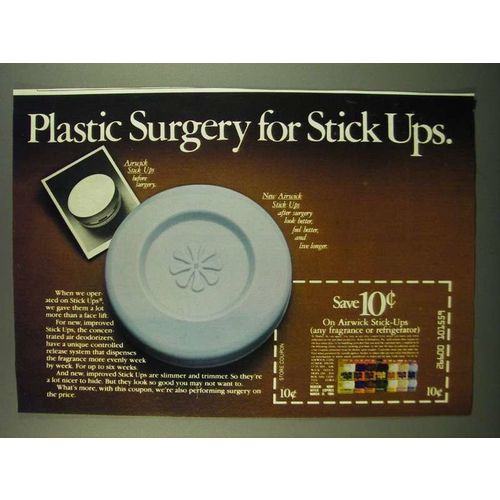 1983 Airwick Stick-Ups Ad - Plastic surgery for Stick Ups
