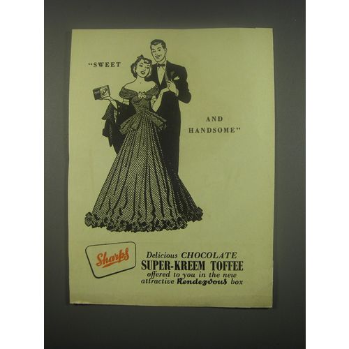 1949 Sharps Chocolate Super-Kreem Toffee Ad - Sweet & Handsome
