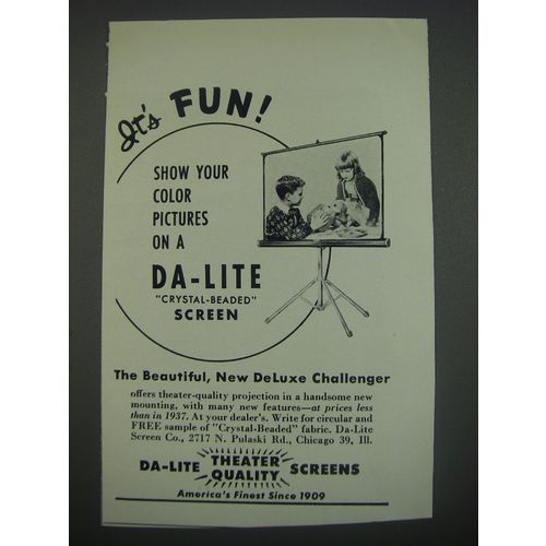 1949 Da-Lite DeLuxe Challenger Screen Ad - It's fun