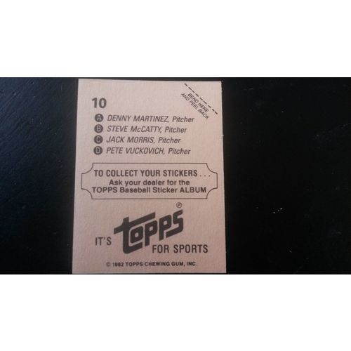 1982 Topps Stickers Card # 010 American League Pitchers Excellent (5)