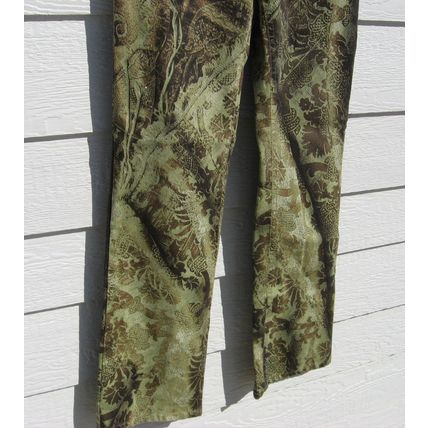 Roberto Cavalli Pants S Small Green Brown Printed Jeans 28 Waist Italy EUC