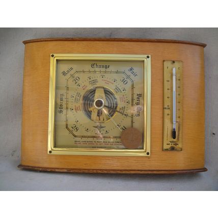 Vintage G Plan style Wood Smiths Wall Barometer / Thermometer