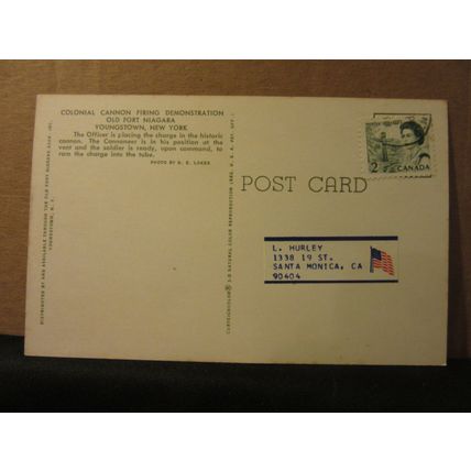 CANNON, OLD FORT NIAGARA, YOUNGSTOWN, NEW YORK STATE USA used postcard =