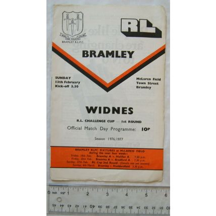 1977 programme Bramley v. Widnes, Challenge Cup 1st round