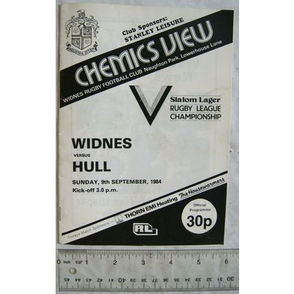 1984 programme Widnes v. Hull